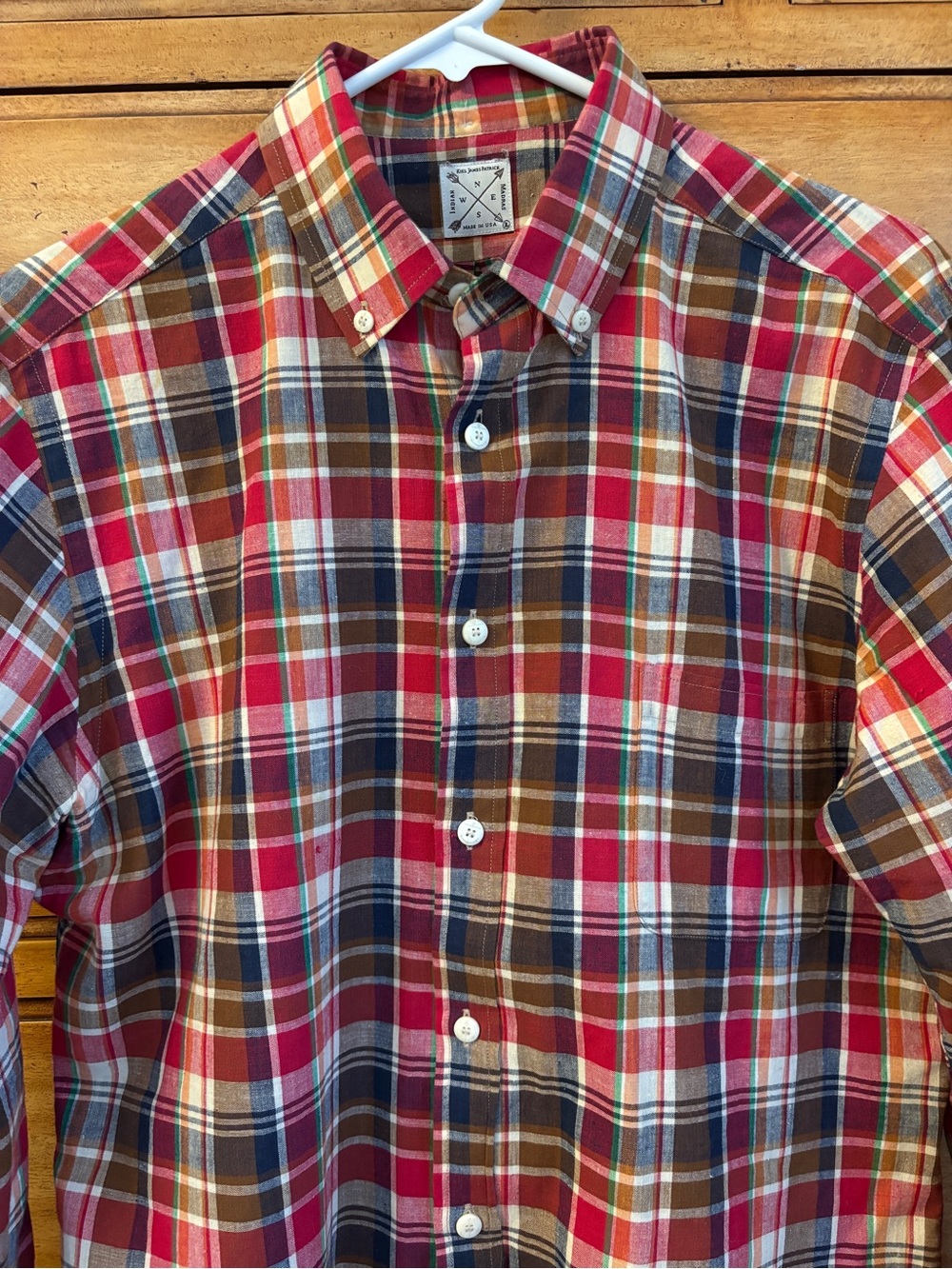 Kiel James Patrick Lightweight Red Plaid Button-Down Shirt, Men’s large - Picture 2 of 8